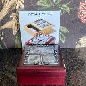 Royal Limited Wooden Photo Box Sliding Cover 3 Photo Frame on lid